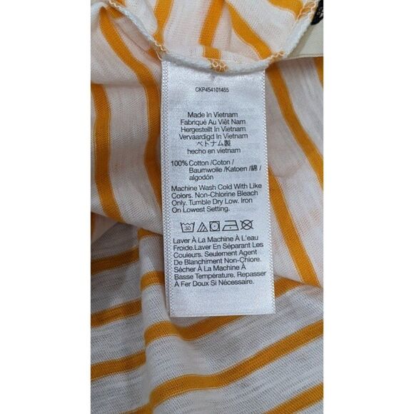 Madewell Womens Sz 2X Orange White Striped V Neck Short Sleeve Pullover T Shirt - Picture 7 of 7